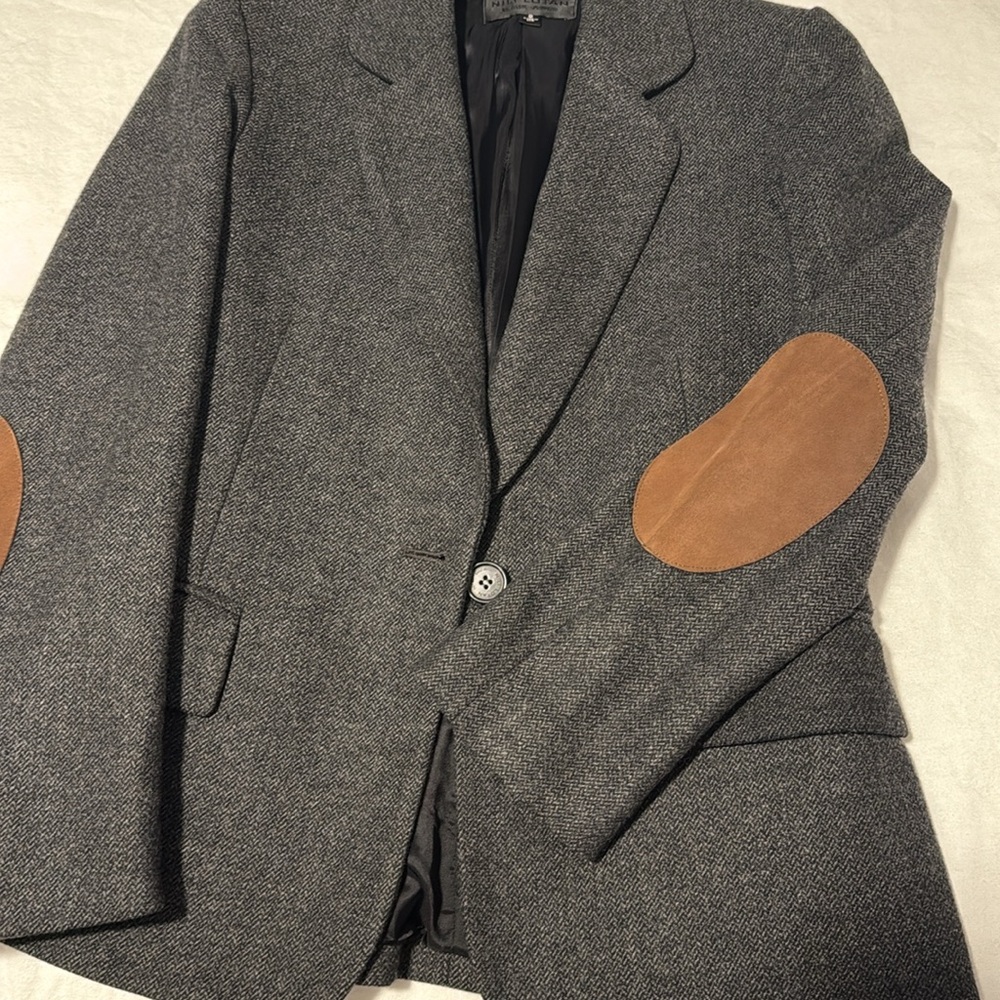 Nili Lotan Humphrey Wool Blend Elbow Patch Blazer Size 0